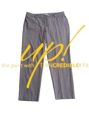 Up! Grey/Black/White Windowpane Check Cotton Blend Taper Leg Pants (16)